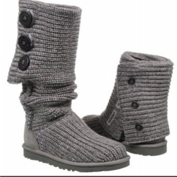 Classic gray cardy sweater knit ugg boots sz 7 - Picture 1 of 9